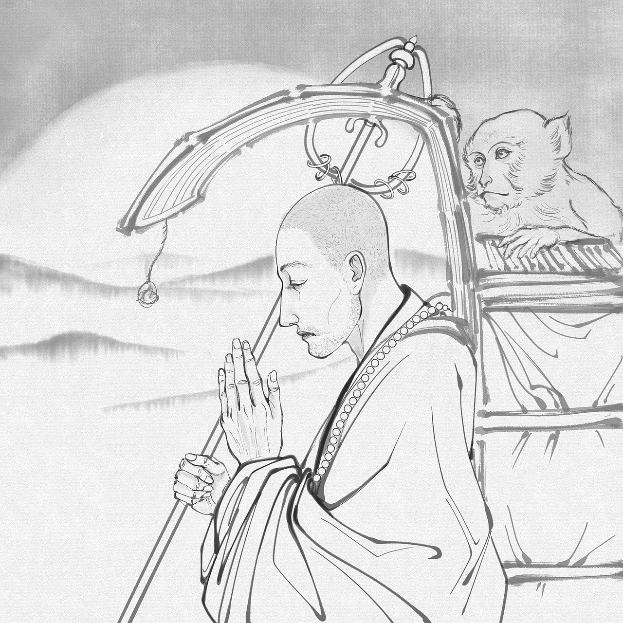 举报收藏分享原创作品插画艺术插画白描工笔中国风古风线条铎式人格铎