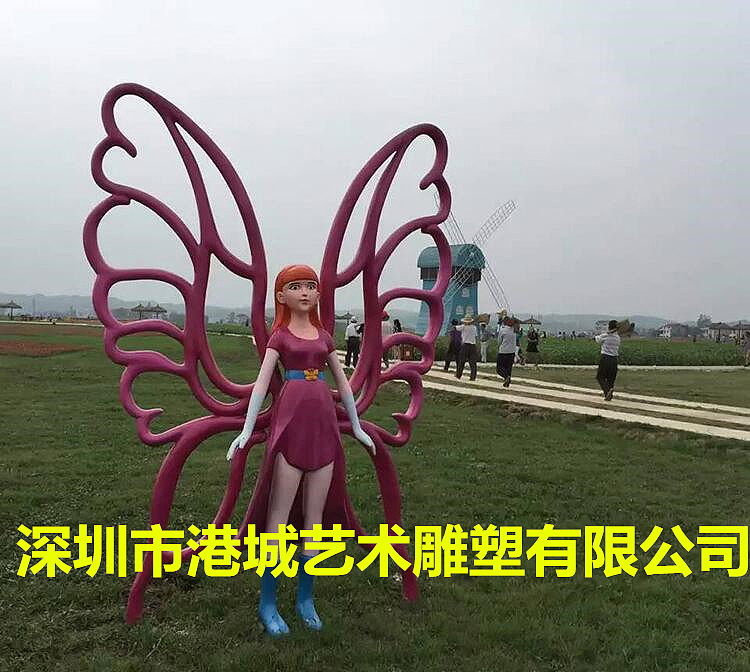 玻璃钢蝴蝶仙子花仙子雕塑花园商场广场景观美陈摆件