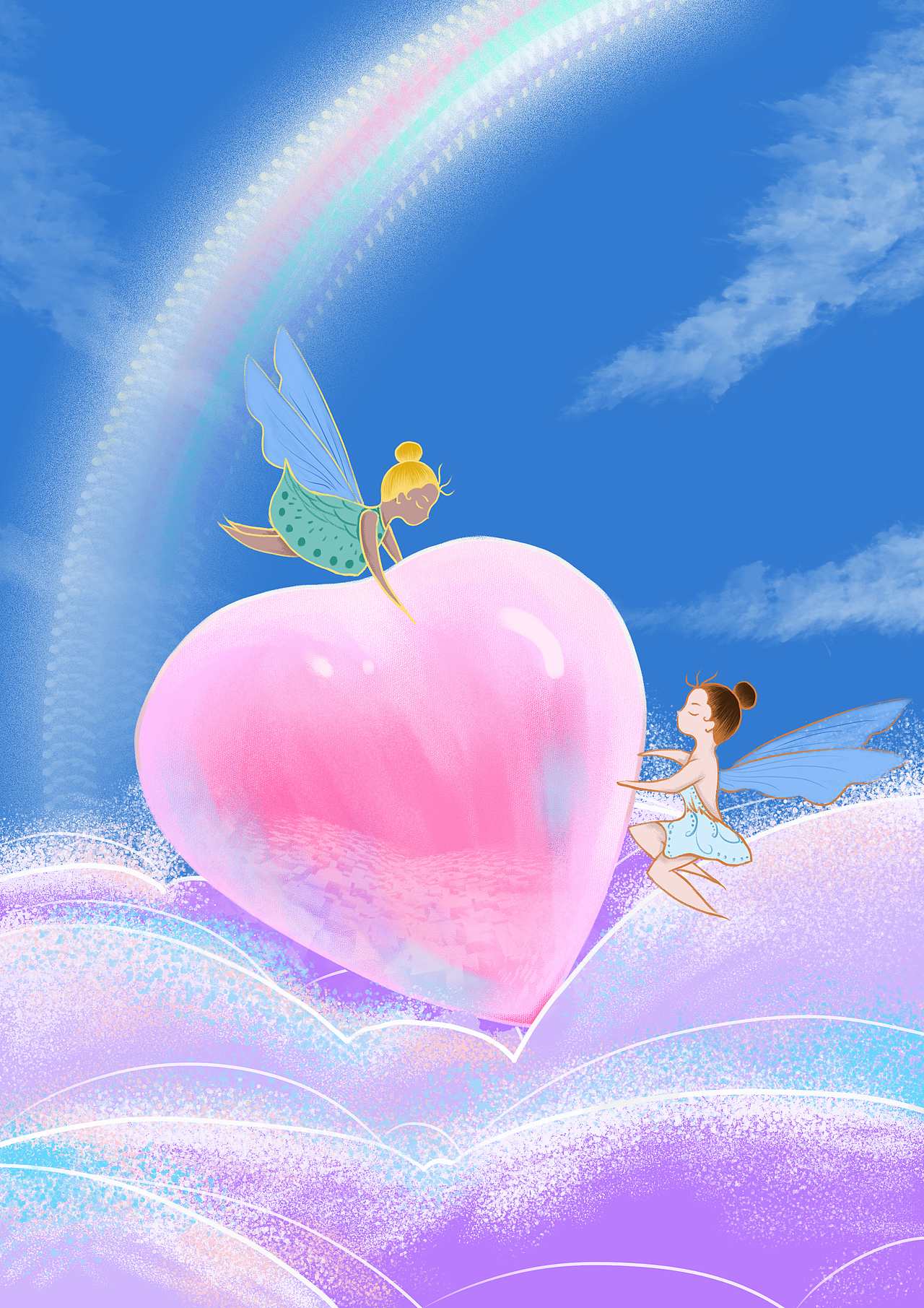 唯美感恩节小清新节日彩虹手绘天空海报背景插画（图ZMjMzNzI2NDMy） - 儿童插画 - 站酷设计师筱妮儿原创素材 - 站酷ZCOOL