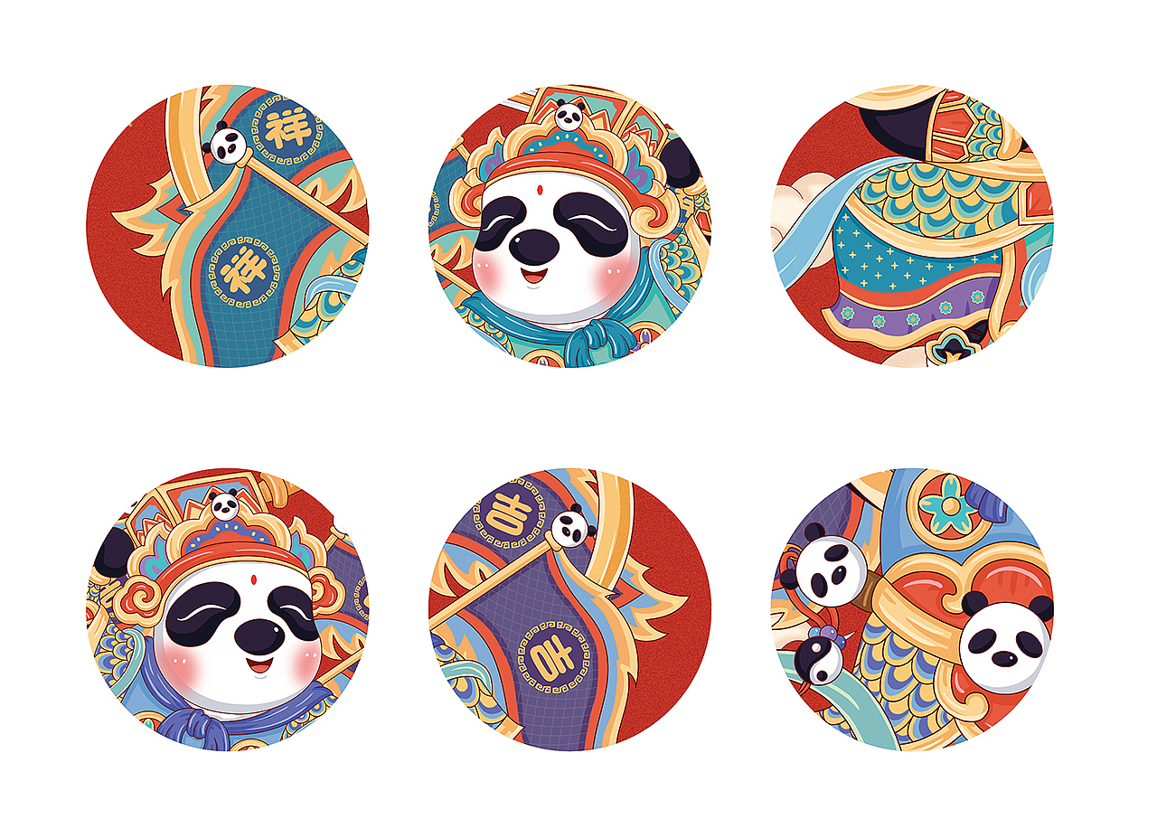 熊猫门神（图ZMTcyMDY2NjY0） - 商业插画 - 站酷设计师江小怪原创素材 - 站酷ZCOOL