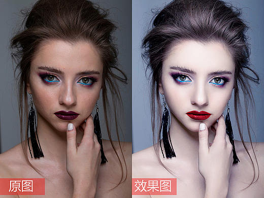  浅色彩妆人像精修图