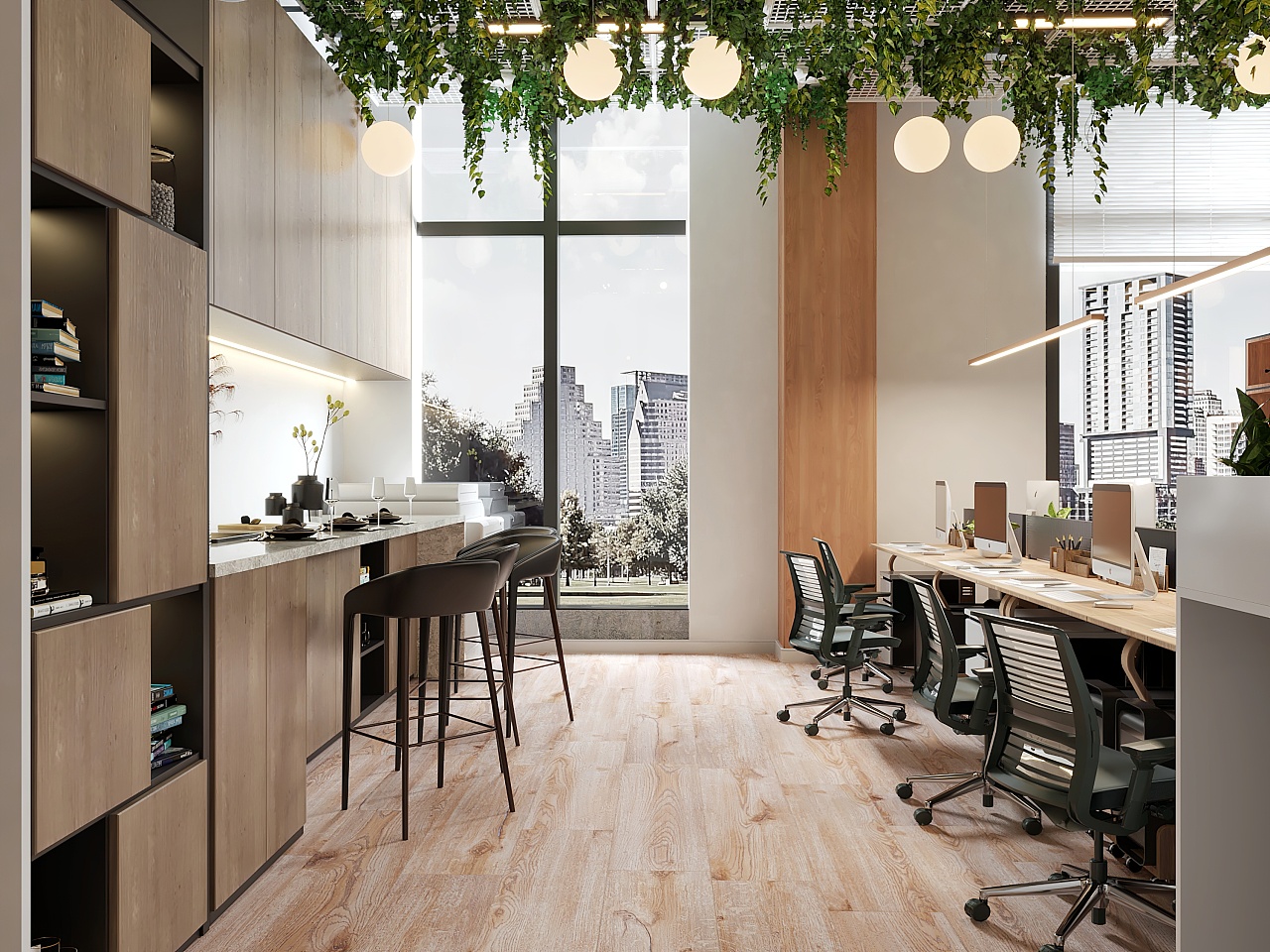 办公室绿色主题环境设计|空间|家装设计|可乐sketchup - 原创作品 - 站酷 (ZCOOL)