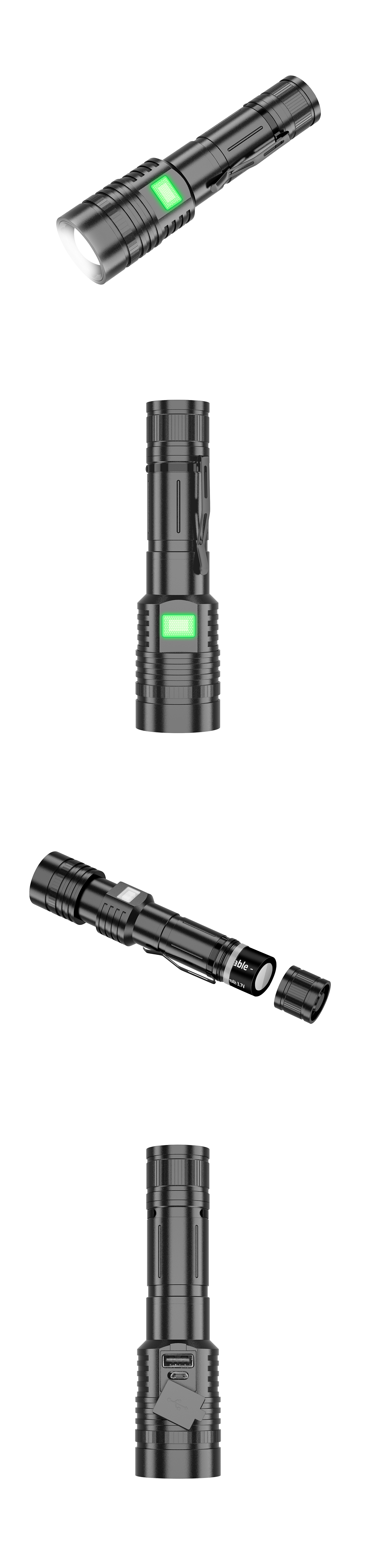 野外战术手电筒建模渲染图