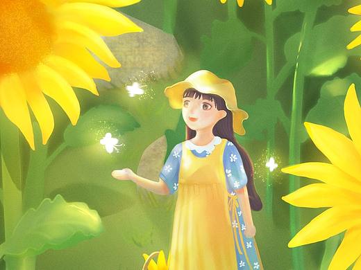 向日葵林深处，遇见蝴蝶精灵