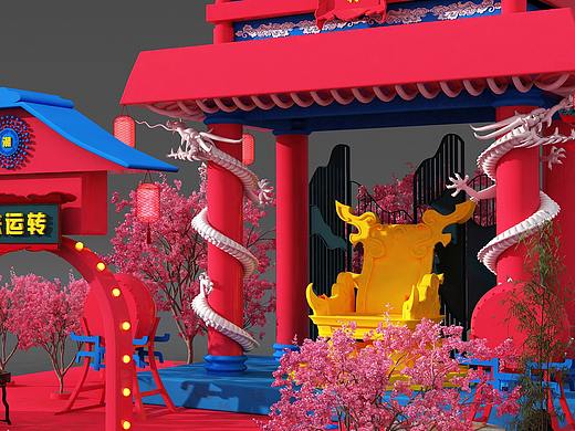 新年美陈 商业美陈 国潮 古建 中国红 节日美陈 美陈
