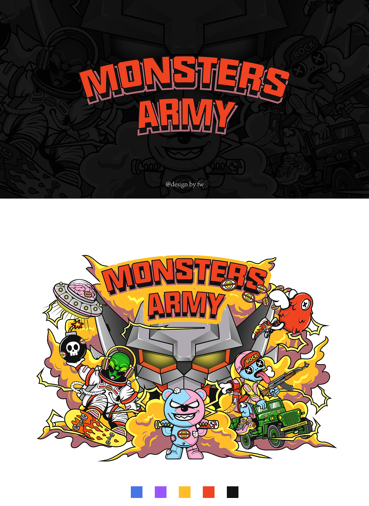 怪物军团（僵尸外星人机械）潮流商业插画（图ZMjU3NTYyNzI4） - 商业插画 - 站酷设计师三三口原创素材 - 站酷ZCOOL