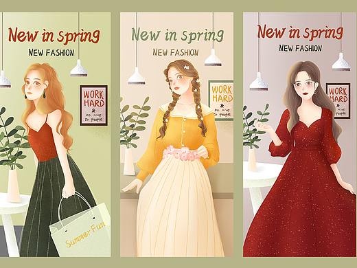 三個女孩子-插畫（個人主頁-ZNTEwNzMxNjQ=） - 藝術(shù)插畫 - 站酷設(shè)計師橙橙橙子啊原創(chuàng)素材 - 站酷ZCOOL