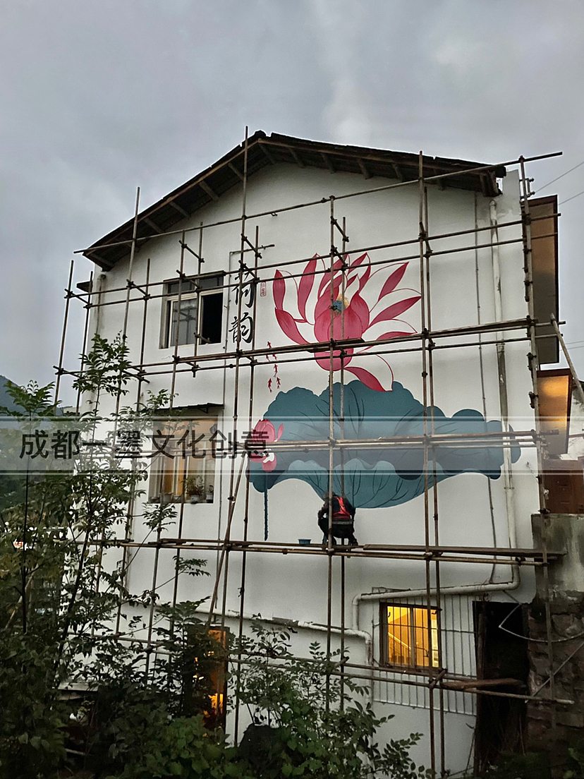 乡村文化墙水墨画