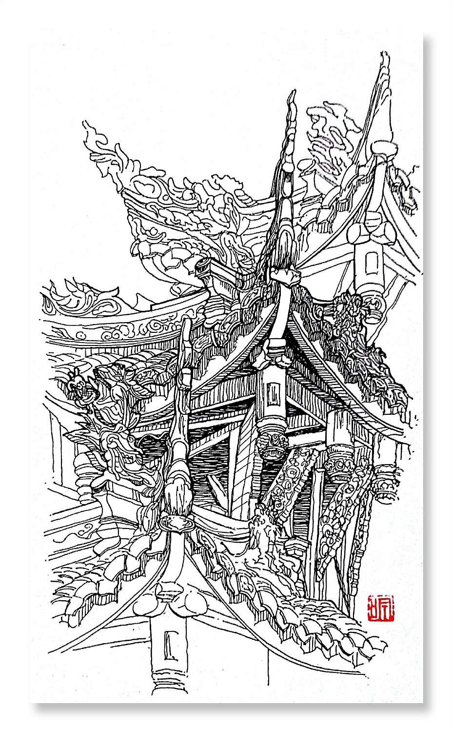 成都黄龙溪钢笔风景写生总结（图ZMTQzNTQwNDEy） - 景观设计 - 站酷设计师脸红红Zoey原创素材 - 站酷ZCOOL