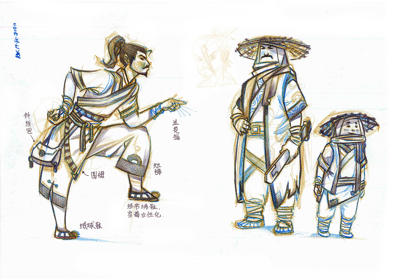 虎墩角色设计铅笔手稿