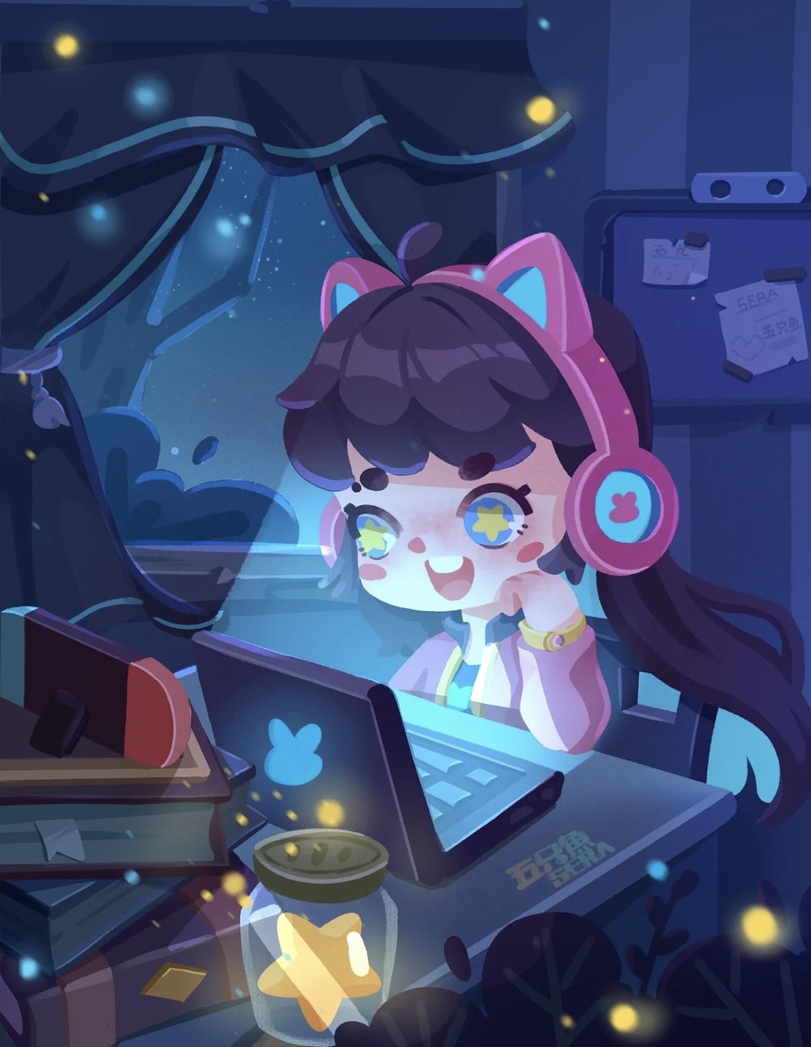 二次元少女的日常（图ZMzI2OTIxOTAw） - 儿童插画 - 站酷设计师五只鱼SERA原创素材 - 站酷ZCOOL