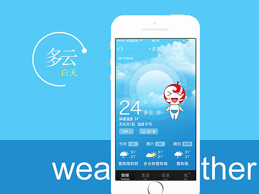 天气APP 天气壁纸 界面设计 卡通人物  天气预报 天气图标 天气背景
