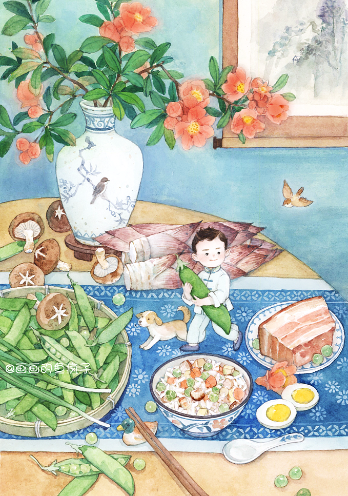立夏（图ZMjQ1MjU2NDI0） - 商业插画 - 站酷设计师鱼风子原创素材 - 站酷ZCOOL