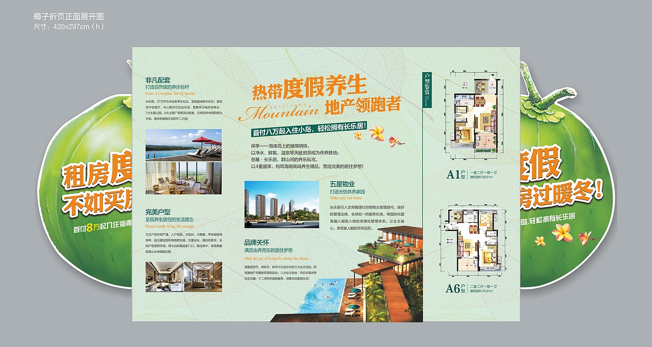 椰子折页（图ZNTQ2NDIxNjQ=） - 宣传物料 - 站酷设计师minmin1223原创素材 - 站酷ZCOOL