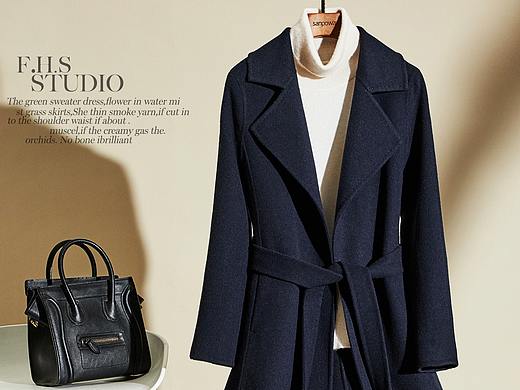 呢子大衣精拍平铺图 女装摆拍图 淘宝唯品会平铺拍摄