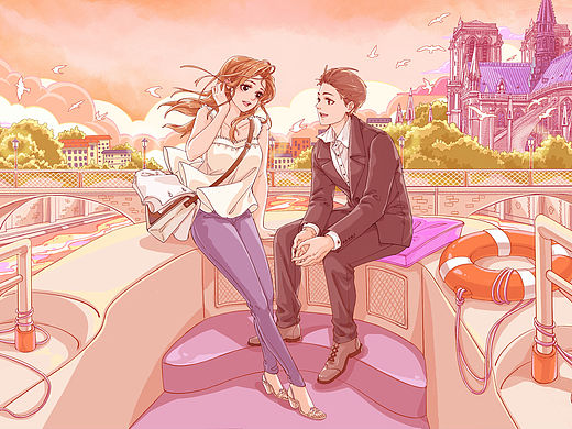 爱在日落黄昏时（个人主页-ZNjI4ODg4OTI=） - 商业插画 - 站酷设计师夜猫十页原创素材 - 站酷ZCOOL