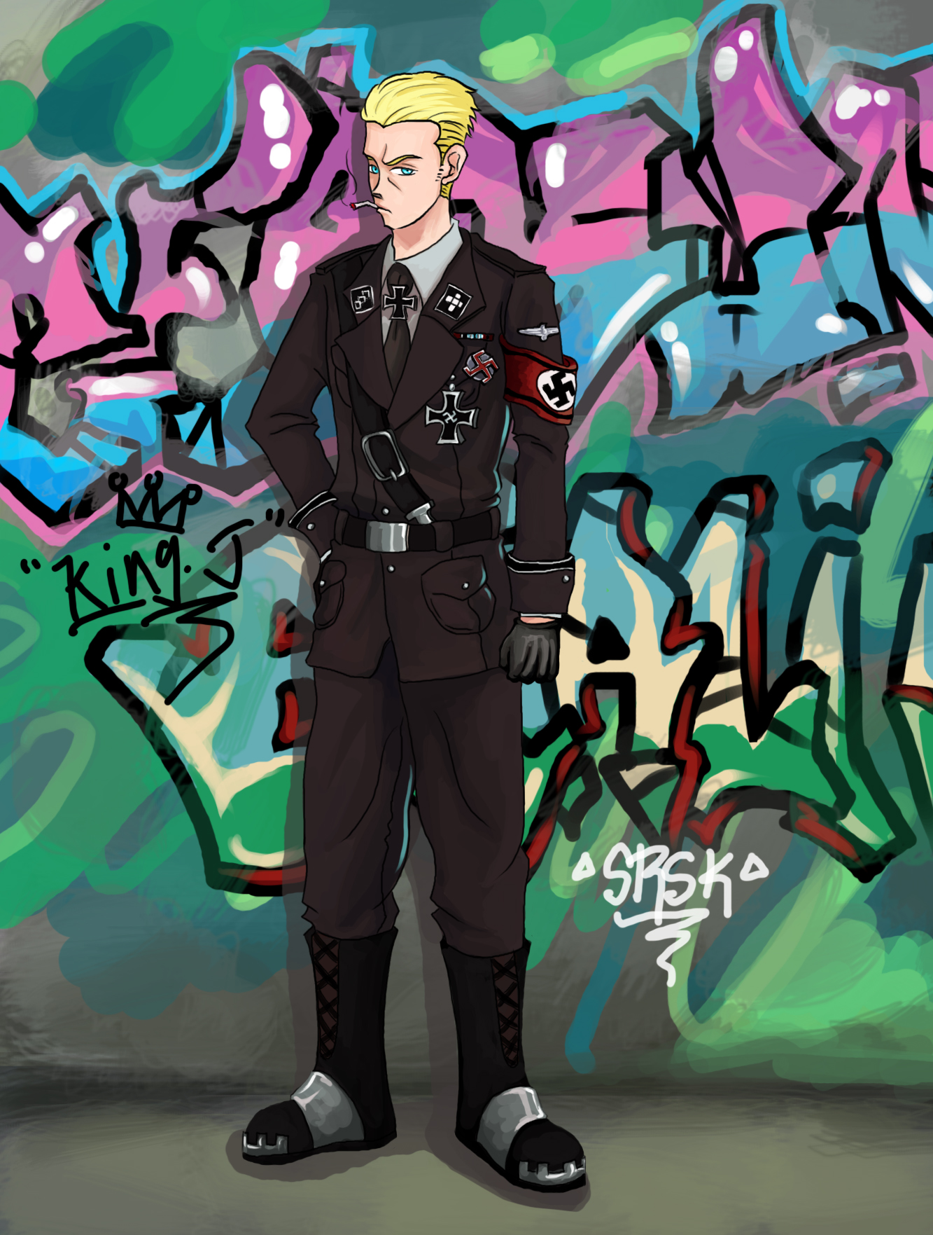 纳粹在柏林墙下的留影,抽完这支烟我就要为