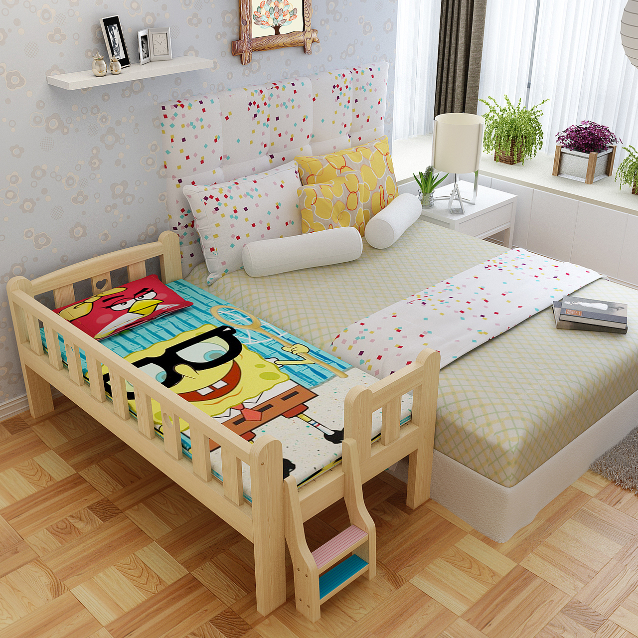 侧边儿童床,拼接床,加宽床