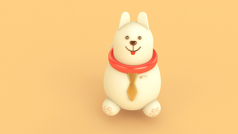 C4D练习,狗年把狗公仔带回家