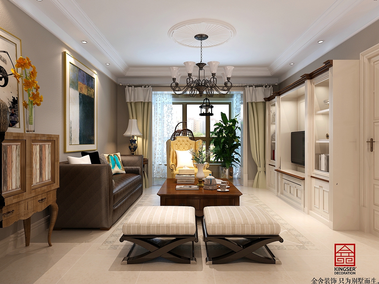 【保利花园】-139㎡三室两厅-简约美式（图ZNjYzMTM1ODg=） - 家装设计 - 站酷设计师金舍壹壹原创素材 - 站酷ZCOOL