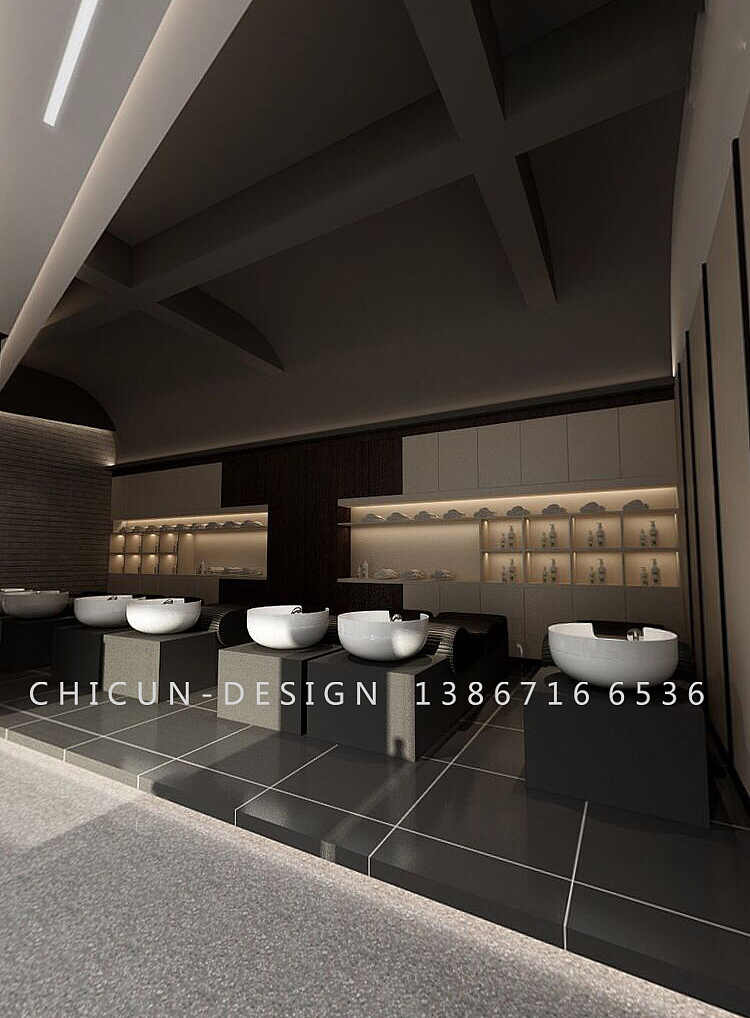 尺寸设计|桐庐狂剪理发店时尚空间设计 发廊设计效果图