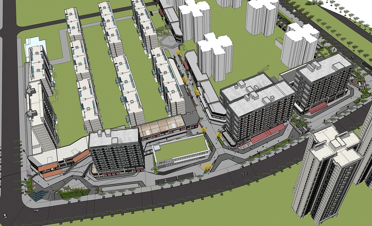 观山御璟商业街景观SU模型下载