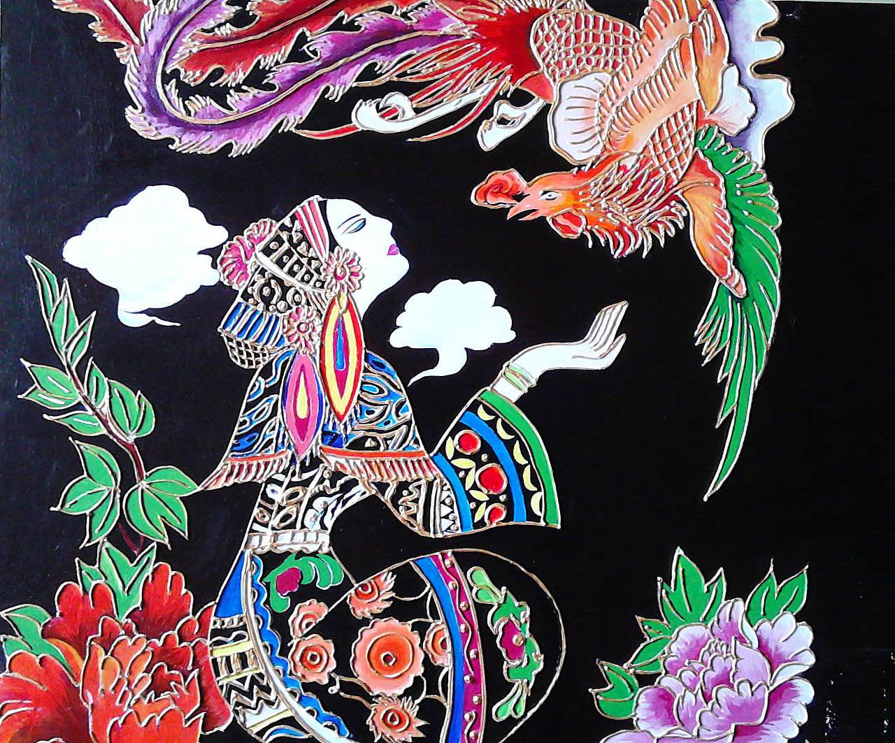 沥粉贴金民族装饰画