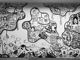 民宿主题墙绘-腿毛星人的白日梦 