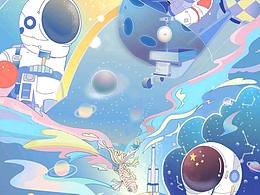 海报，龙年插画