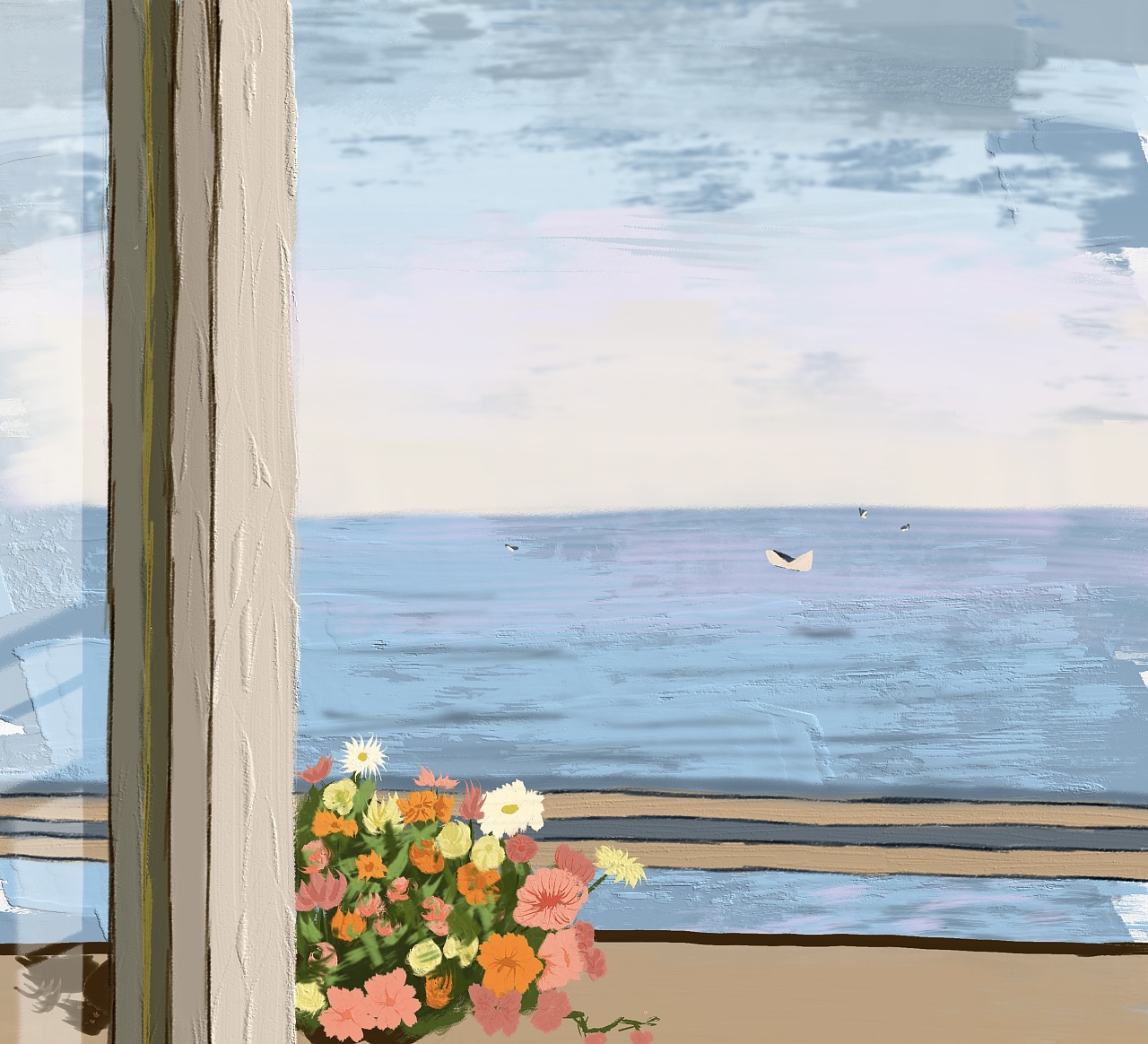 生活61窗台上的花|插画|创作习作|杰茜卡住了 - 原创作品 - 站酷