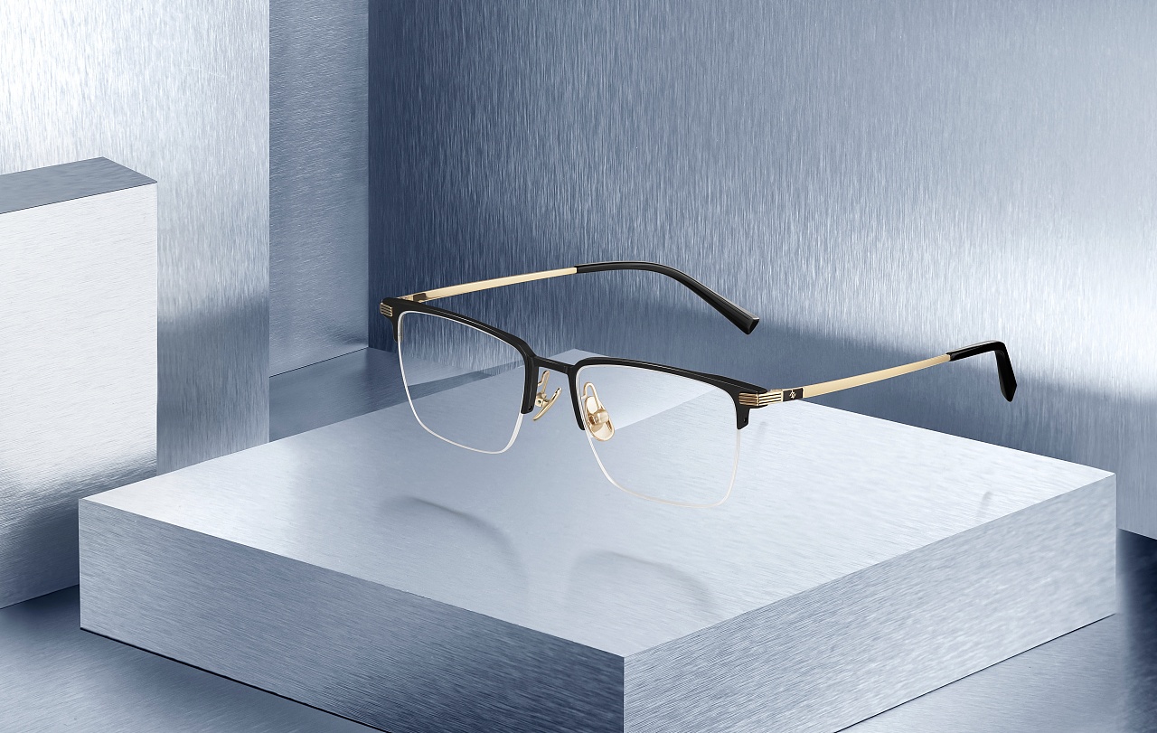 厦门眼镜墨镜静物电商布景金属背景拍摄