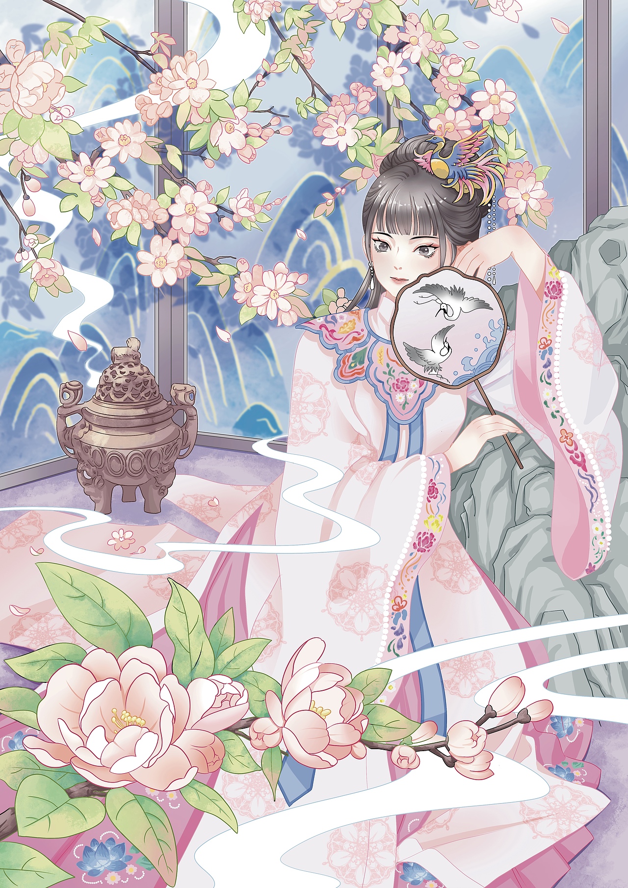 国风少女（图ZMjc1MDI5NDE2） - 艺术插画 - 站酷设计师森博文化有限公司原创素材 - 站酷ZCOOL