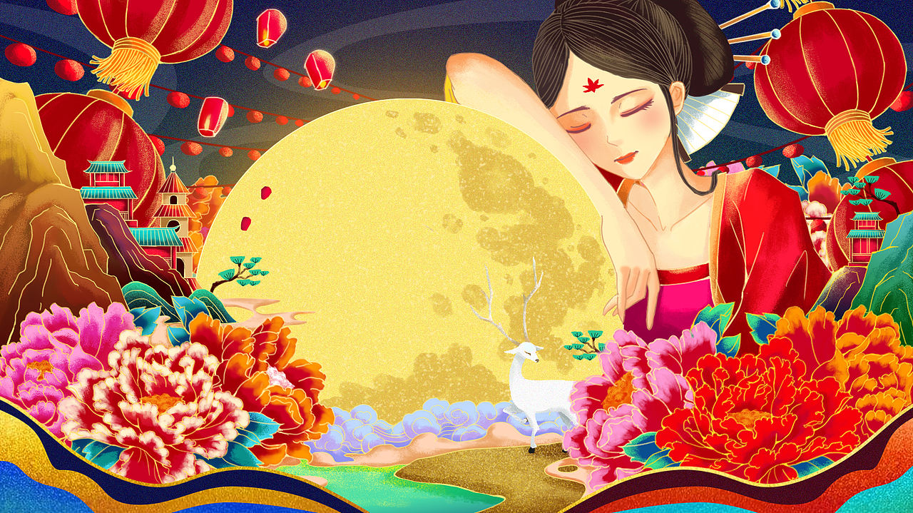 中秋·花好月圆（图ZMjI2ODE5MDI0） - 商业插画 - 站酷设计师走在路上的唐狗蛋原创素材 - 站酷ZCOOL