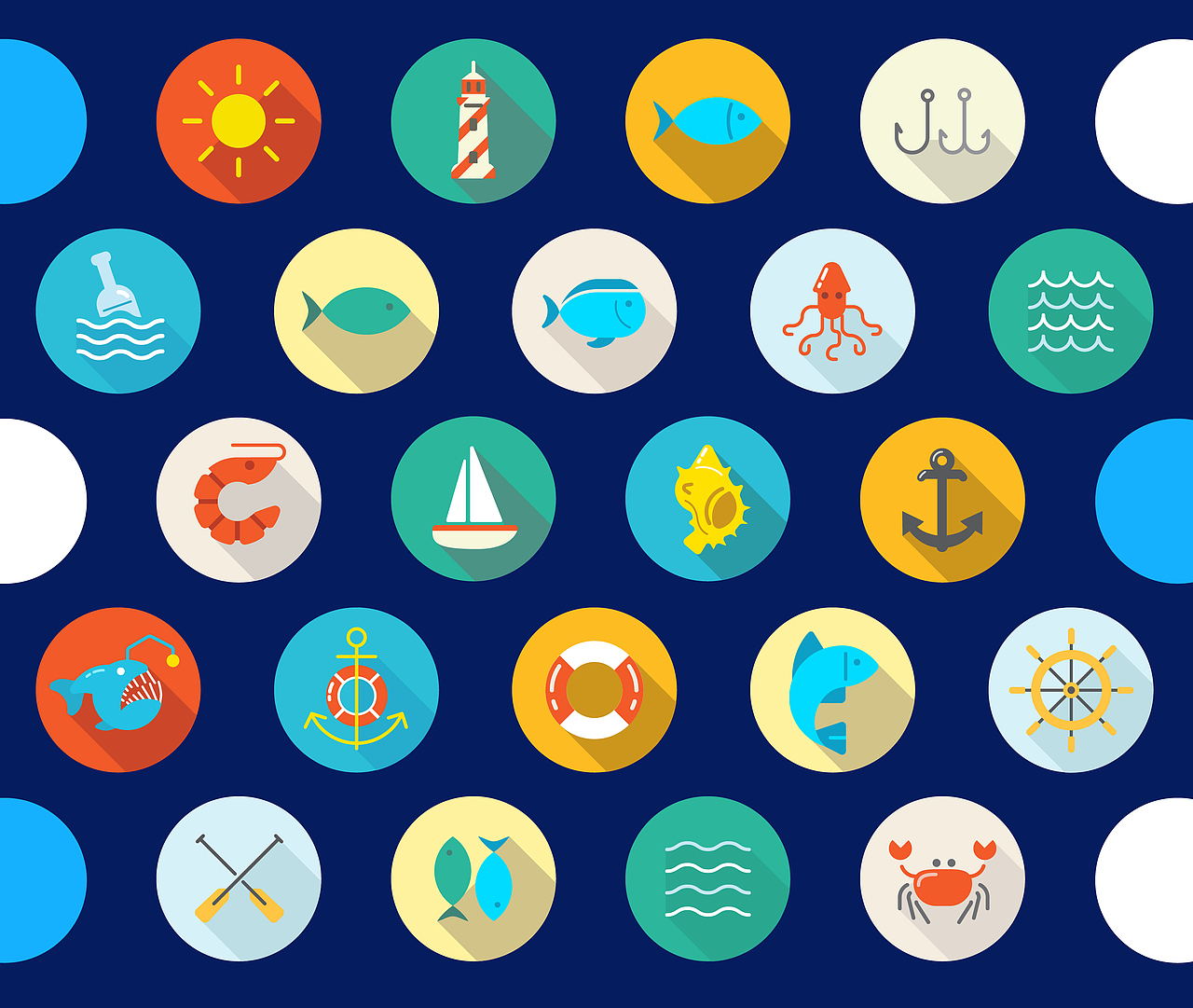 海洋主题长投影icon|UI|Icon|JUJU酱1031_Original作品-站酷(ZCOOL)