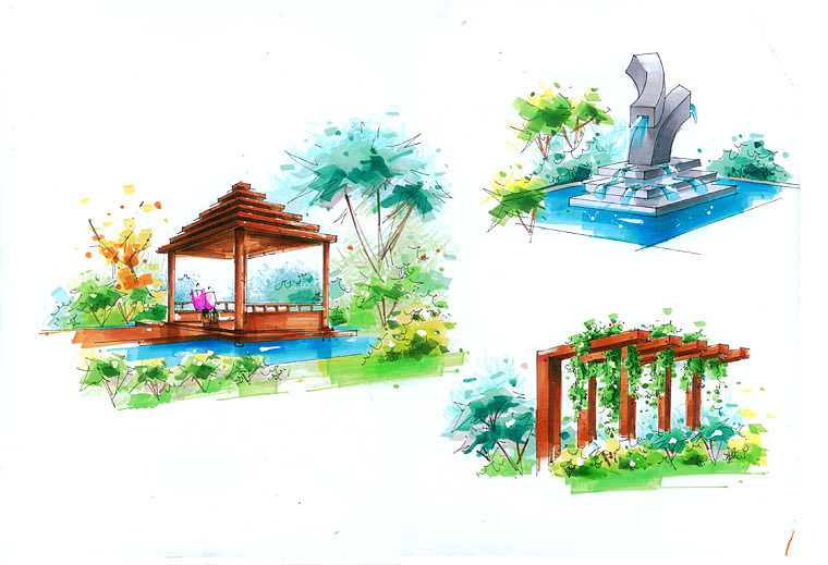 08年的马克笔手绘作品(全套别墅设计，节选)（图ZOTI2MzM2） - 绘画 - 站酷设计师ikokoro原创素材 - 站酷ZCOOL