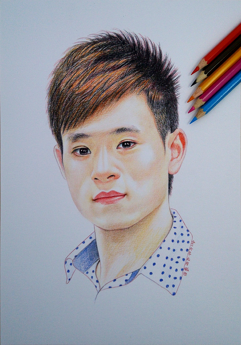 彩色铅笔画 吼也手绘