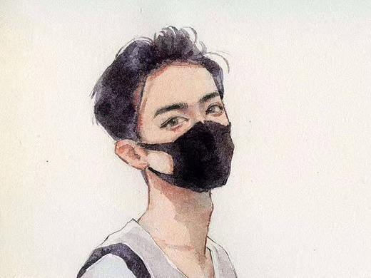 肖战王一博水彩手绘头像卡通插画人物头像水彩教程学习