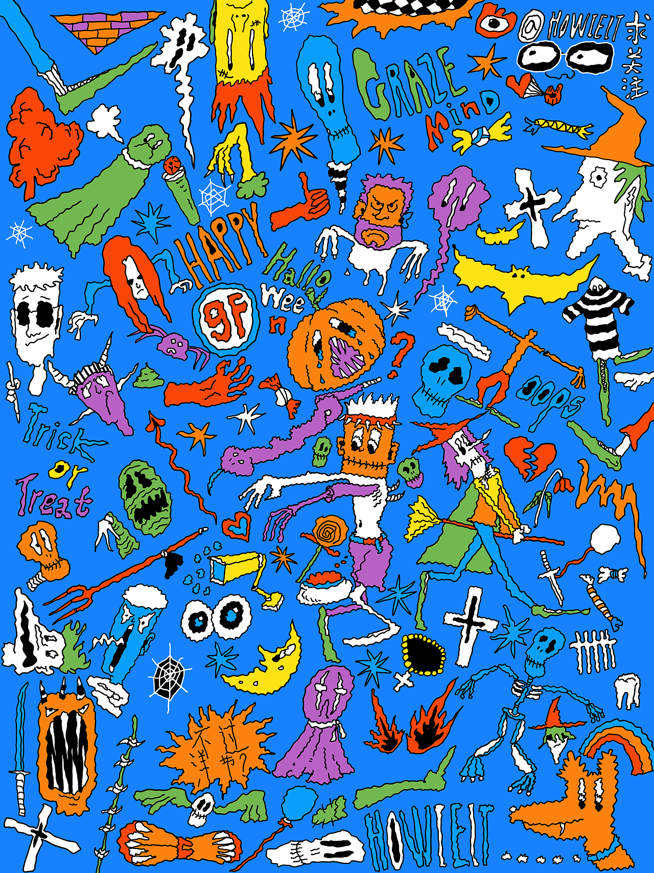 🤡🤡万圣节快乐🎃🎃（图ZMjMwMjczMzg4） - 新锐潮流插画 - 站酷设计师howieit原创素材 - 站酷ZCOOL