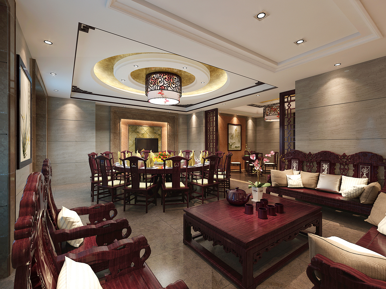 汤善坊酒楼项目 室内设计（图ZODgwNzAxNTI=） - 家装设计 - 站酷设计师宏泽设计原创素材 - 站酷ZCOOL