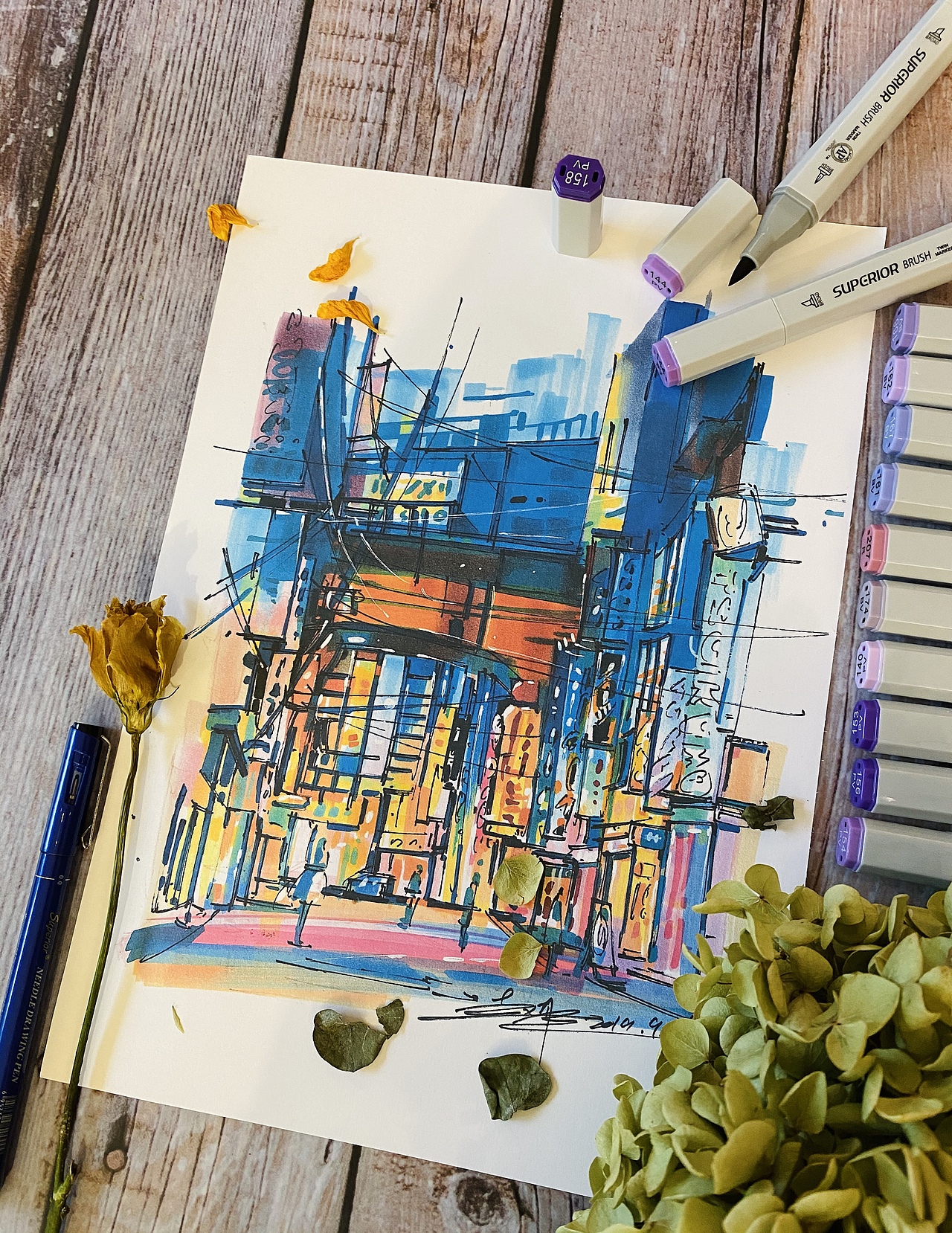 2019城市街景马克笔创作集合