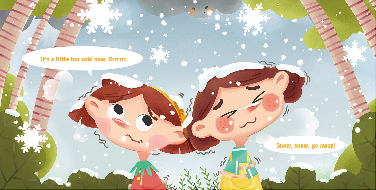 工作上的绘本图（三）～rain rain go away！（图ZMTQwNzYxNjMy） - 绘本 - 站酷设计师夏小花与旺达原创素材 - 站酷ZCOOL