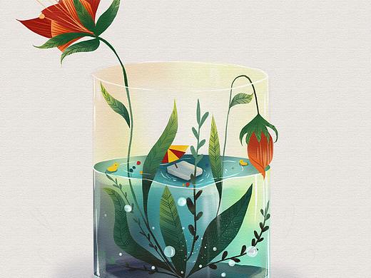 3月插畫——清新水杯插畫（個人主頁-ZNTEwNTQ2Njg=） - 兒童插畫 - 站酷設(shè)計師是屁屁啊原創(chuàng)素材 - 站酷ZCOOL