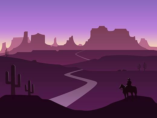 微渐变插画-西部之旅（个人主页-ZMjcwMjUxNDA=） - 创作习作 - 站酷设计师黑铁矿坑原创素材 - 站酷ZCOOL