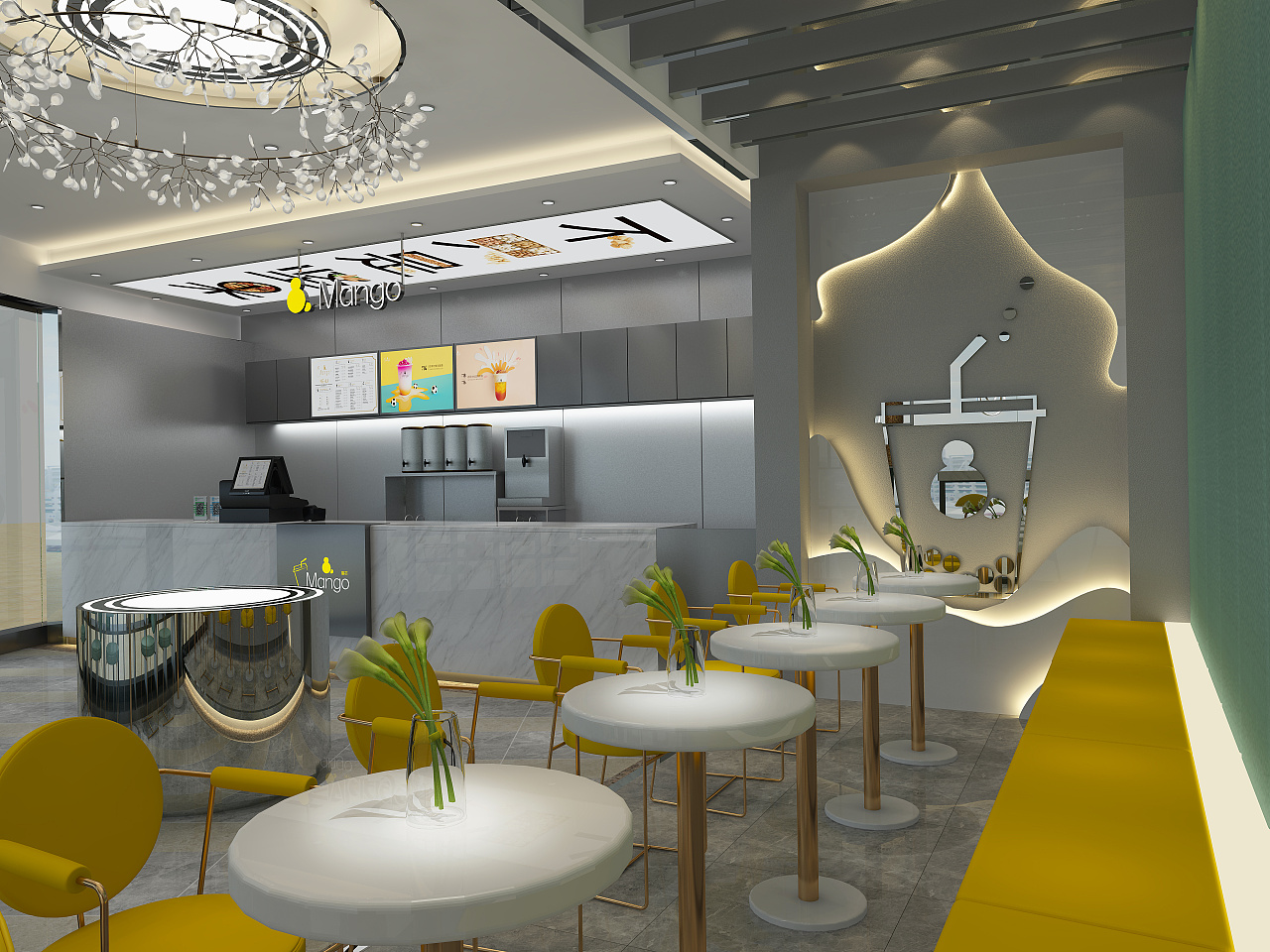 奶茶店效果图|空间|家装设计|大树和小草 - 原创作品 - 站酷 (zcool)