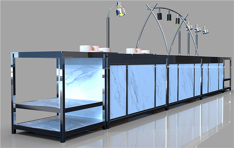 大理石自助餐台定制 移动酒店折叠布菲台设备制作