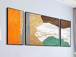 手绘鎏金抽象几何油画现代简约装饰画