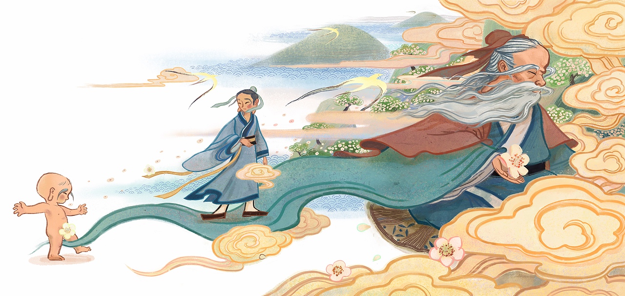 中国经典民间故事绘本创作《老子的传说》（图ZMjczODA3MjQw） - 绘本 - 站酷设计师日一尧原创素材 - 站酷ZCOOL