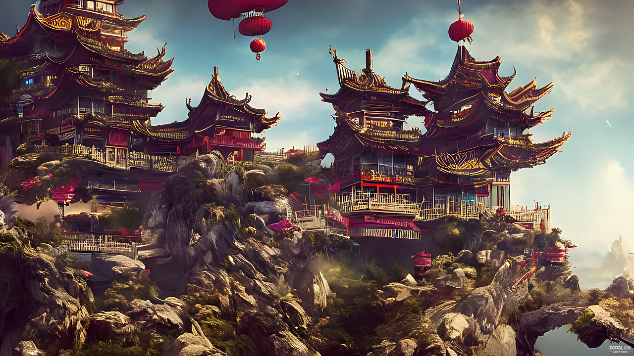 #AI创作实验室#神仙岛（图ZMzIwNTUxNjM2） - AI作品 - 站酷设计师MIAO喵JANELIN原创素材 - 站酷ZCOOL