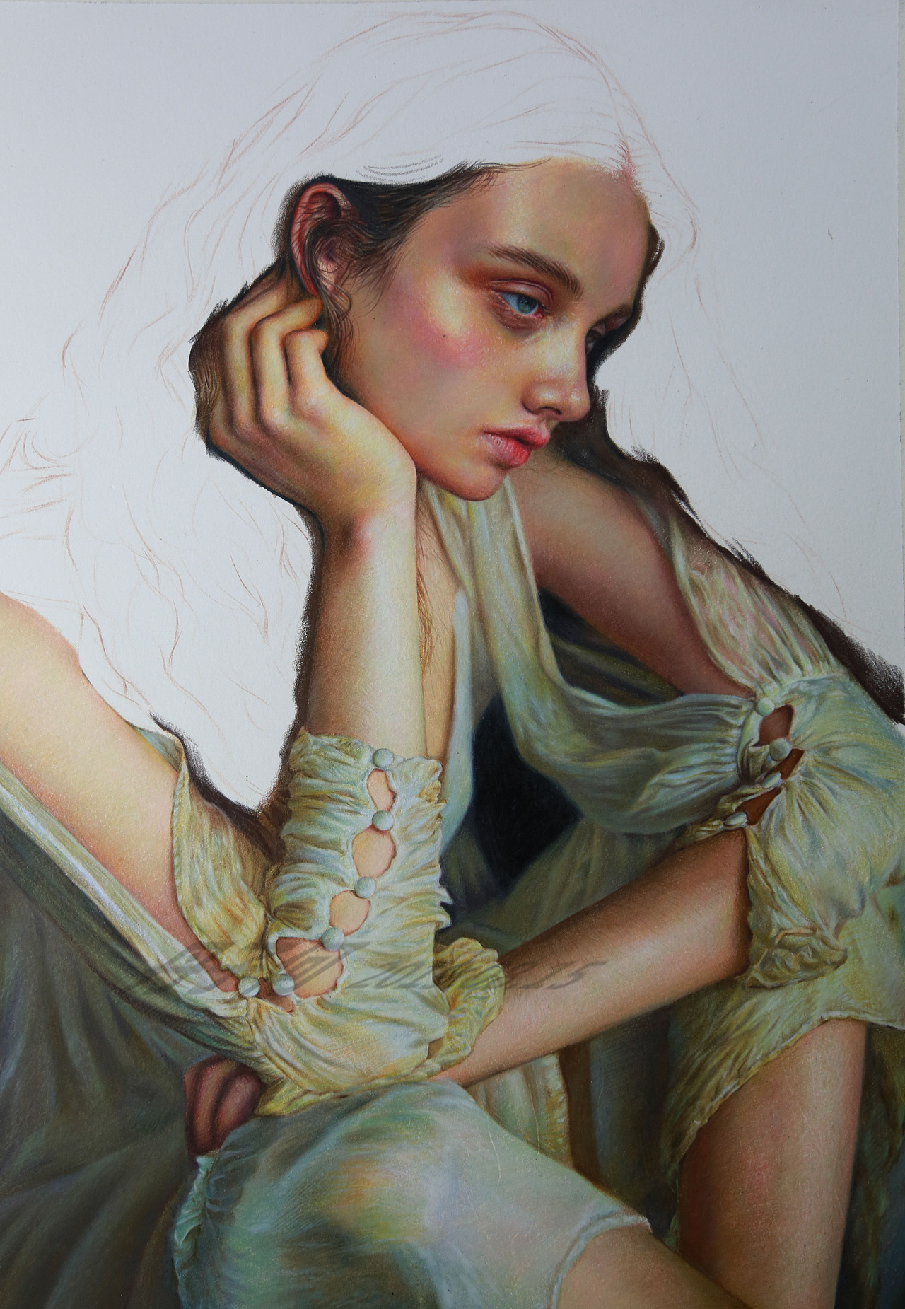 彩铅人物-《典雅》（内附视频）（图ZMTcyMzI5NDg4） - 绘画 - 站酷设计师丹子何原创素材 - 站酷ZCOOL