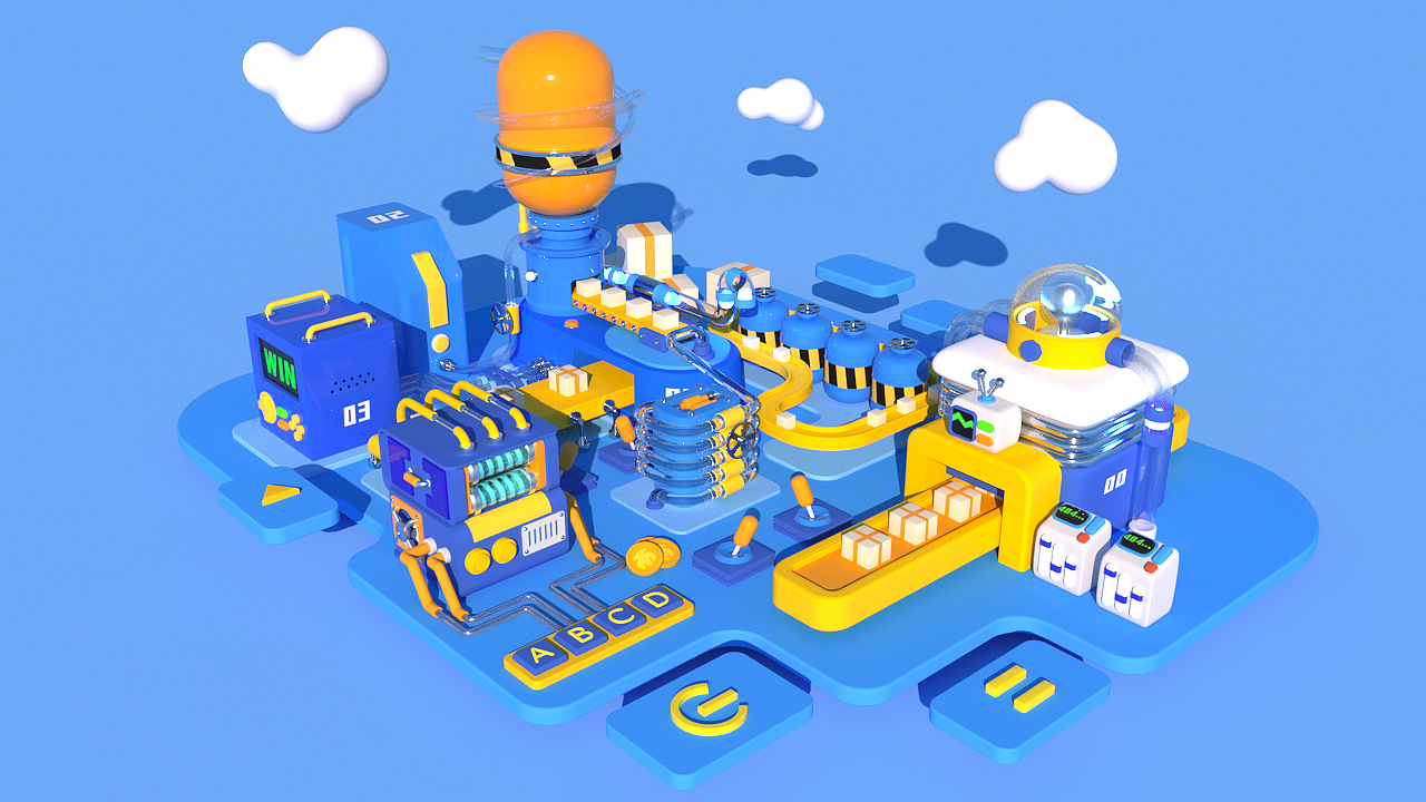 c4d /科技工厂/电商场景|三维|场景|植物猪 - 原创作品 - 站酷 (zcool